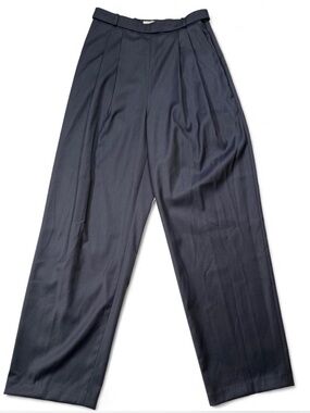 The Frankie Shop Loose Pleated Trousers Womens S Gray Wool Blend Luxury Slacks